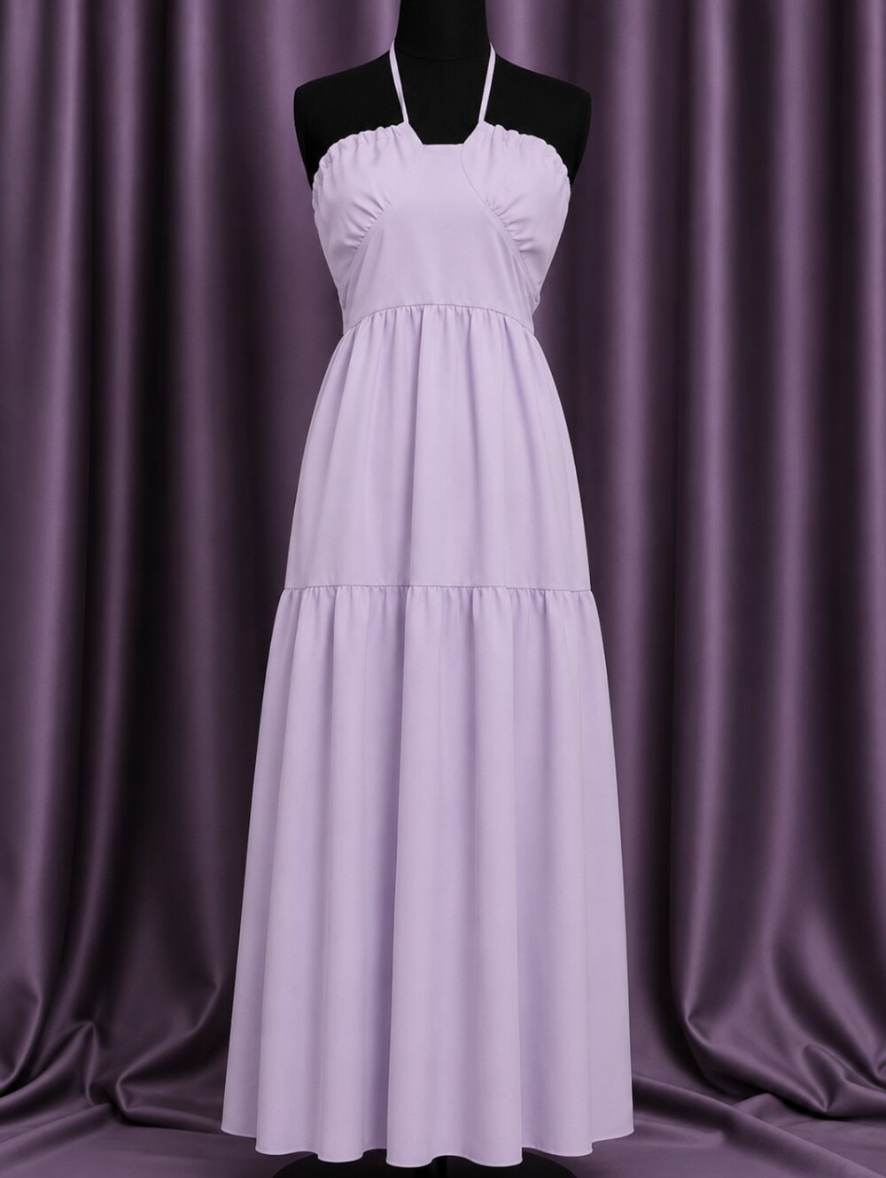 Lavender Halter Tiered Maxi Dress - Women